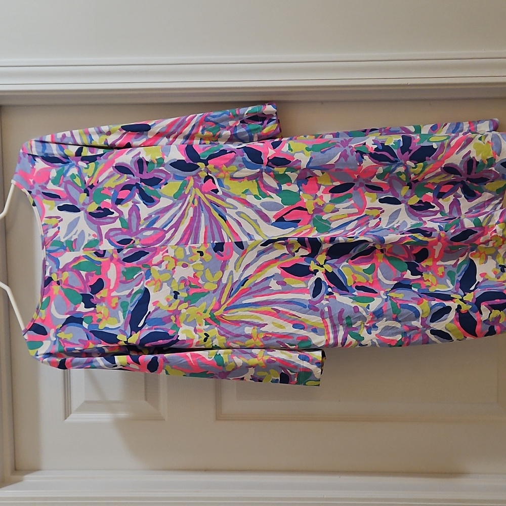 Lilly Pulitzer Pink and Purple Sheath Dress with Raglan Sleeves - Picture 4 of 6